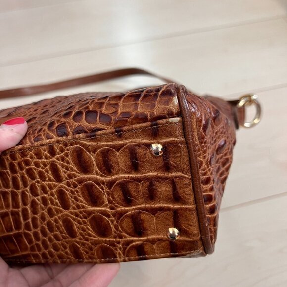 Vintage Due Fratelli Croc Embossed Genuine Leather Handbag - Picture 5 of 14